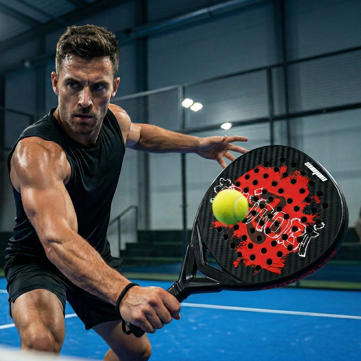 Player using Bolt Cipher 1.0 padel racket court USA intermediate advanced