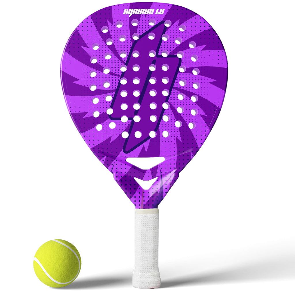 Bolt Dynomo carbon fiber face padel racket aerodynamic holes purple pop-art design